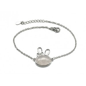 Браслет на цепочке с розовым кварцем "Зайка", 19см Браслет на цепочке с розовым кварцем "Зайка", 19см
