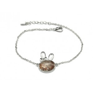 Браслет на цепочке с рутиловым кварцем "Зайка", 19см