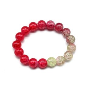 Браслет из сахарного кварца шарик 12мм цвет арбузный, 16см (иск.)