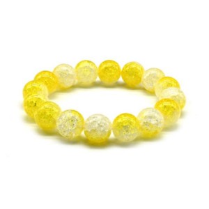 Браслет из сахарного кварца шарик 12мм цвет лимонный, 16см (иск.)