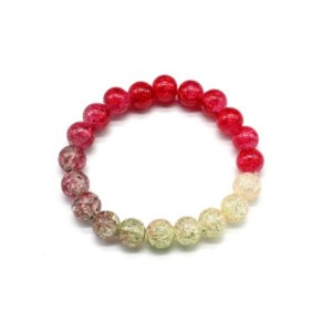 Браслет из сахарного кварца шарик 10мм цвет арбузный, 16см (иск.)