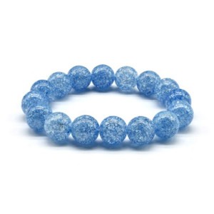 Браслет из сахарного кварца шарик 12мм цвет синий, 16см (иск.)