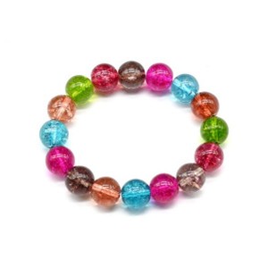 Браслет из кварца тонированного шарик 12мм цвет ассорти, 16см (иск.)