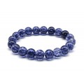 Браслет из кварца тонированного шарик 10мм цвет синий, 16см (иск.)