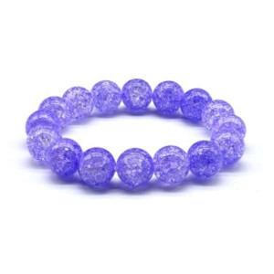 Браслет из сахарного кварца шарик 12мм цвет сиреневый, 16см (иск.)