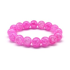Браслет из сахарного кварца шарик 12мм цвет фуксия, 16см (иск.)