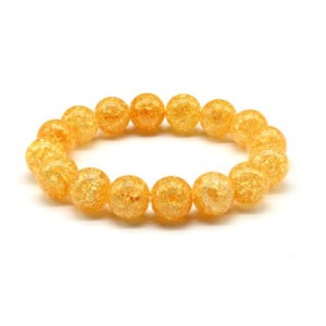 Браслет из сахарного кварца шарик 12мм цвет желтый, 16см (иск.)