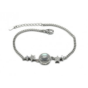 Браслет на цепочке с лабрадором "Круг", 17см