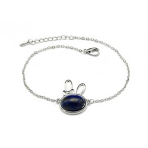 Браслет на цепочке с лазуритом "Зайка", 19см