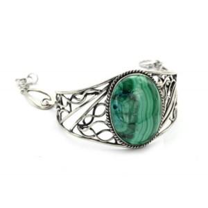 Браслет малахит уральский, 17,5см.