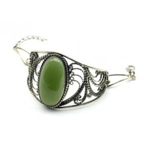 Браслет из нефрита "Овал", 16,5см.