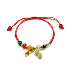 Браслет красная нить Арахис с нефритом 7*15мм (иск.)