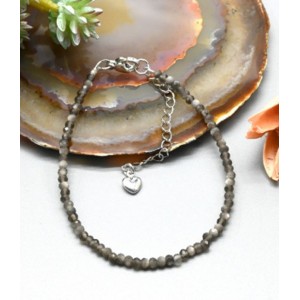 Браслет из обсидиана седого рондель гр.3*2мм, 18см