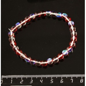 Браслет опал иск. красный шарик 6мм