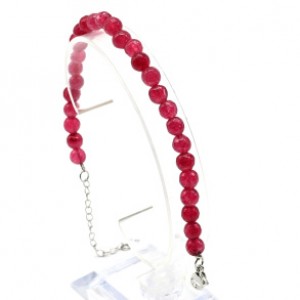 Браслет из кальцита шарик гр.6мм цвет рубин, 18см