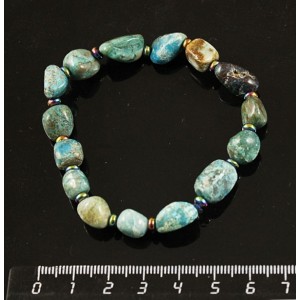 Браслет хризоколла (овалы), гематит (рондель)