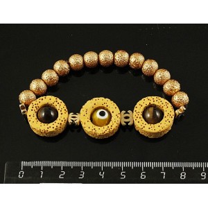 Браслет-оберег "третий глаз": тигровый глаз, гематит, лава, акрил