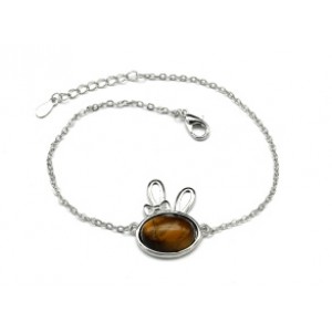 Браслет на цепочке с тигровым глазом "Зайка", 19см