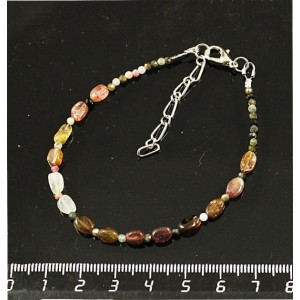 Браслет турмалин овалы и шарик 2мм огранка