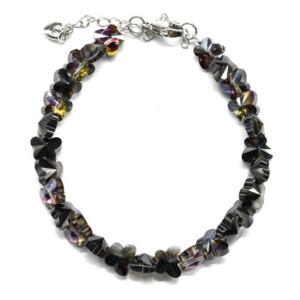 Браслет из циркона бабочка 6*8мм цвет турмалин, 18см (иск.)