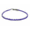 Браслет из фианитов шарик гр.2мм цвет фиолетовый, 17см (иск.)