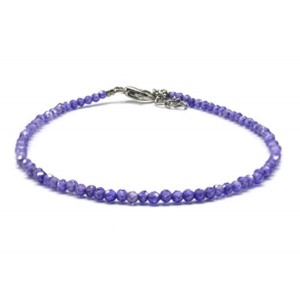 Браслет из фианитов шарик гр.2мм цвет фиолетовый, 17см (иск.)