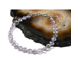 Браслет из циркона клевер 6мм цвет сиреневый, 18см (иск.)