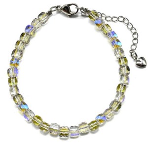 Браслет из циркона кубик гр.5мм цвет зелено-голубой, 18см (иск.)