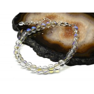 Браслет из циркона шарик гр.6мм цвет зелено-голубой, 18см (иск.)