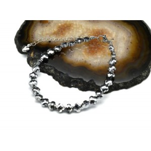 Браслет из циркона клевер 6мм цвет серебристый, 18см (иск.)