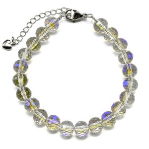 Браслет из циркона шарик гр.8мм цвет зелено-голубой, 18см (иск.)