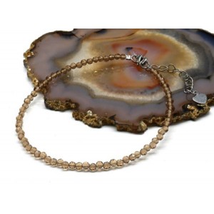 Браслет на ногу из циркона шарик гр.3мм цвет шампань, 21см (иск.)