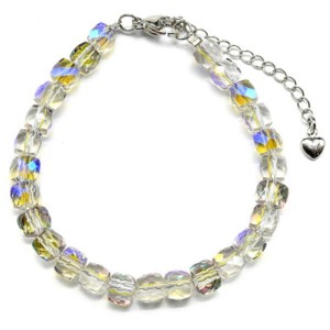 Браслет из циркона кубик гр.6мм цвет зелено-голубой, 18см (иск.)