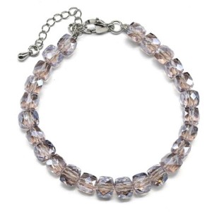 Браслет из циркона кубик гр.6мм цвет сиреневый, 18см (иск.)