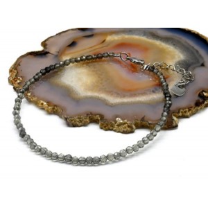 Браслет на ногу из циркона шарик гр.3мм цвет серый, 21см (иск.)