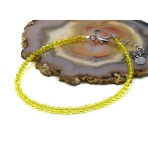 Браслет на ногу из циркона шарик гр.3мм цвет желтый, 21см (иск.)