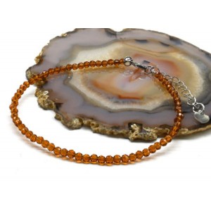 Браслет на ногу из циркона шарик гр.3мм цвет коньячный, 21см (иск.)