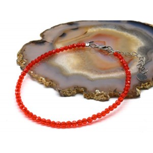 Браслет на ногу из циркона шарик гр.3мм цвет алый, 21см (иск.)