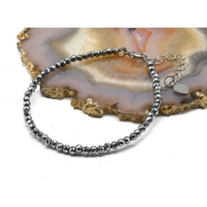 Браслет из циркона шарик гр.3мм цвет серебристый, 18см (иск.)