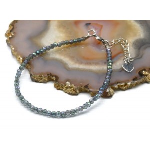 Браслет из циркона шарик гр.3мм цвет зеленый хамелеон, 18см (иск.)