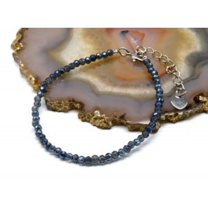 Браслет из циркона шарик гр.3мм цвет синий хамелеон, 18см (иск.)