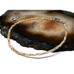 Браслет из циркона шарик гр.2мм цвет шампань, 19см (иск.)