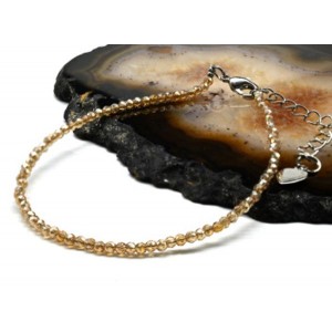 Браслет из циркона шарик гр.2мм цвет шампань, 19см (иск.)