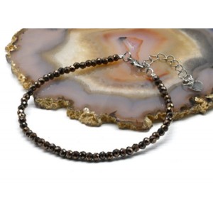 Браслет из циркона шарик гр.3мм цвет мокко, 18см (иск.)