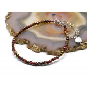 Браслет из циркона шарик гр.3мм цвет золотисто-бордовый, 18см (иск.)