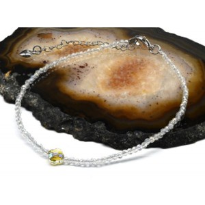 Браслет на ногу из циркона шарик гр.2мм, цвет хрусталь хамелеон, 21см (иск.)