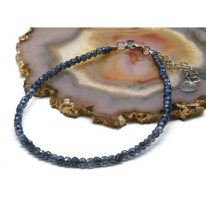 Браслет на ногу из циркона шарик гр.3мм цвет синий хамелеон, 21см (иск.)