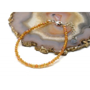 Браслет из циркона шарик гр.3мм цвет рыжий, 18см (иск.)