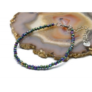 Браслет из циркона шарик гр.3мм цвет хамелеон, 18см (иск.)