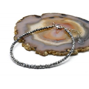 Браслет на ногу из циркона шарик гр.3мм цвет серебристый, 21см (иск.)